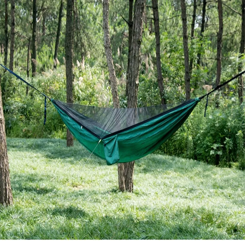 Hamock Hammock Parachute Cloth Outdoor Anti-Rollover Camping Huwai Swing with Mosquito Net Net Bed Outdoor Adult Hanmock(A)