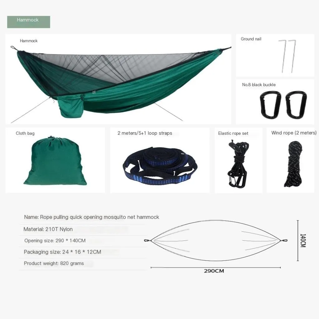 Hamock Mosquito Net Hammock Canopy Set Outdoor Camping Quick Opening Hammock Plus Rainproof Sunshade Canopy Hanmock(C)