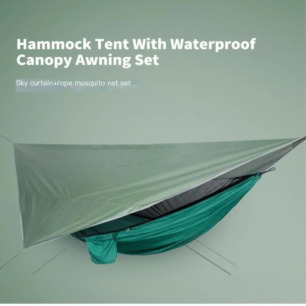 Hamock Mosquito Net Hammock Canopy Set Outdoor Camping Quick Opening Hammock Plus Rainproof Sunshade Canopy Hanmock(C)