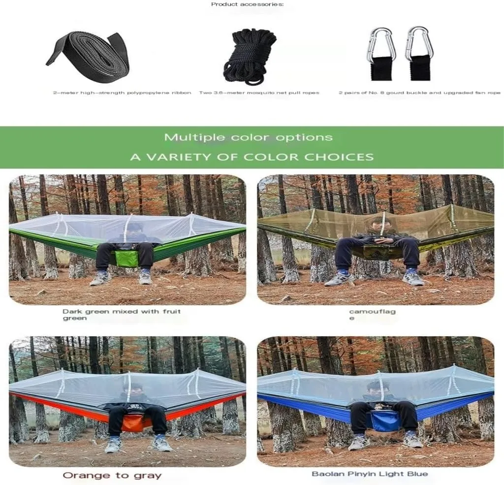 Hamock Multifunctional Outdoor Hammocks, with Mosquito Net, Enjoy a Comfortable Camping Time Hanmock(Green)