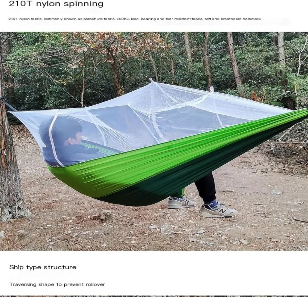 Hamock Multifunctional Outdoor Hammocks, with Mosquito Net, Enjoy a Comfortable Camping Time Hanmock(Green)