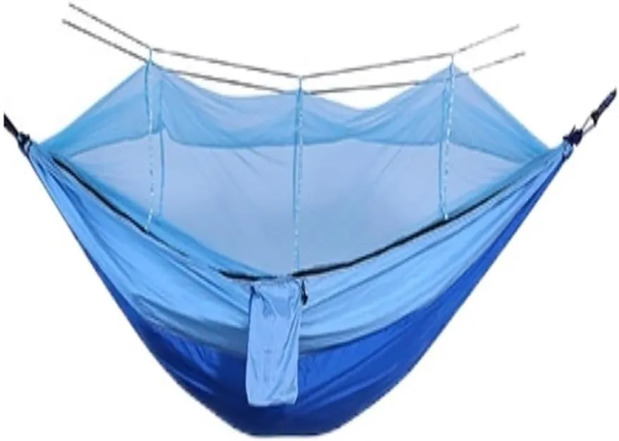 Hamock Outdoor Camping Mosquito Net Hammock Nylon Parachute Cloth Hammock with Mosquito Net Outdoor Swing Hammock Hanmock(B)