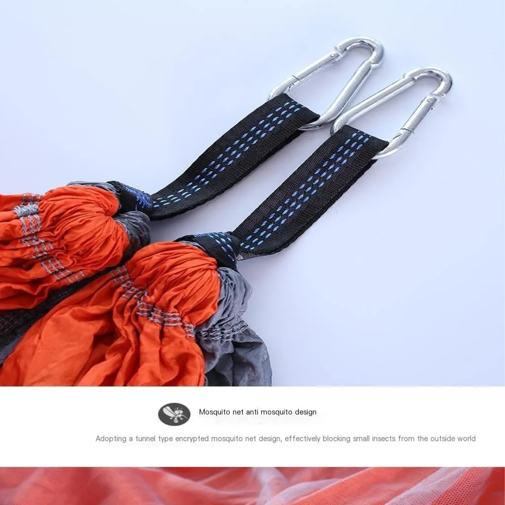Hamock Outdoor Camping Mosquito Net Hammock Nylon Parachute Cloth Hammock with Mosquito Net Outdoor Swing Hammock Hanmock(B)