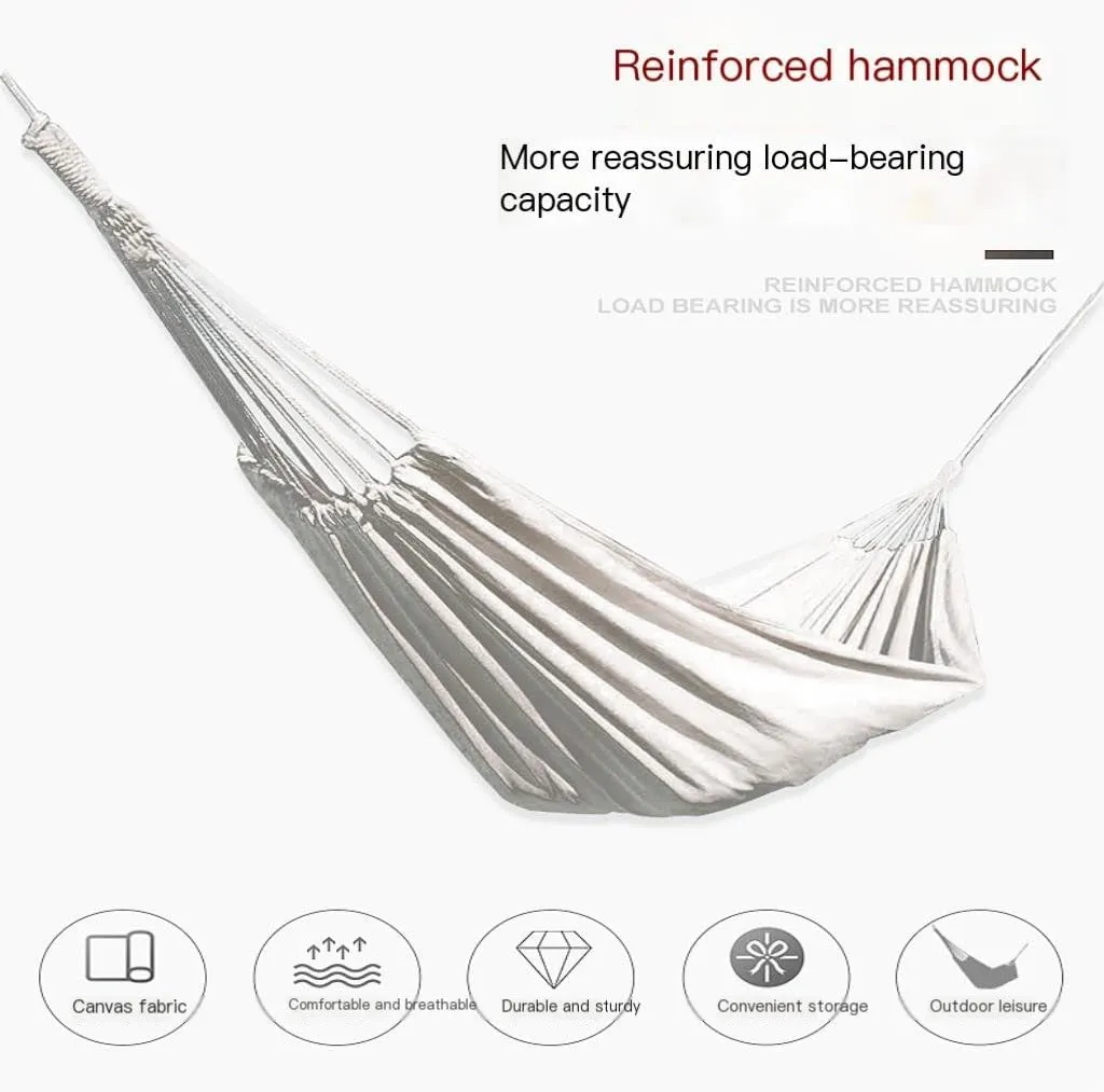 Hamock Outdoor Camping White Canvas Outdoor Hammock Solid Color 2 Meter Single and Double Hammock Outdoor Hammock Hanmock(200 * 150cm)