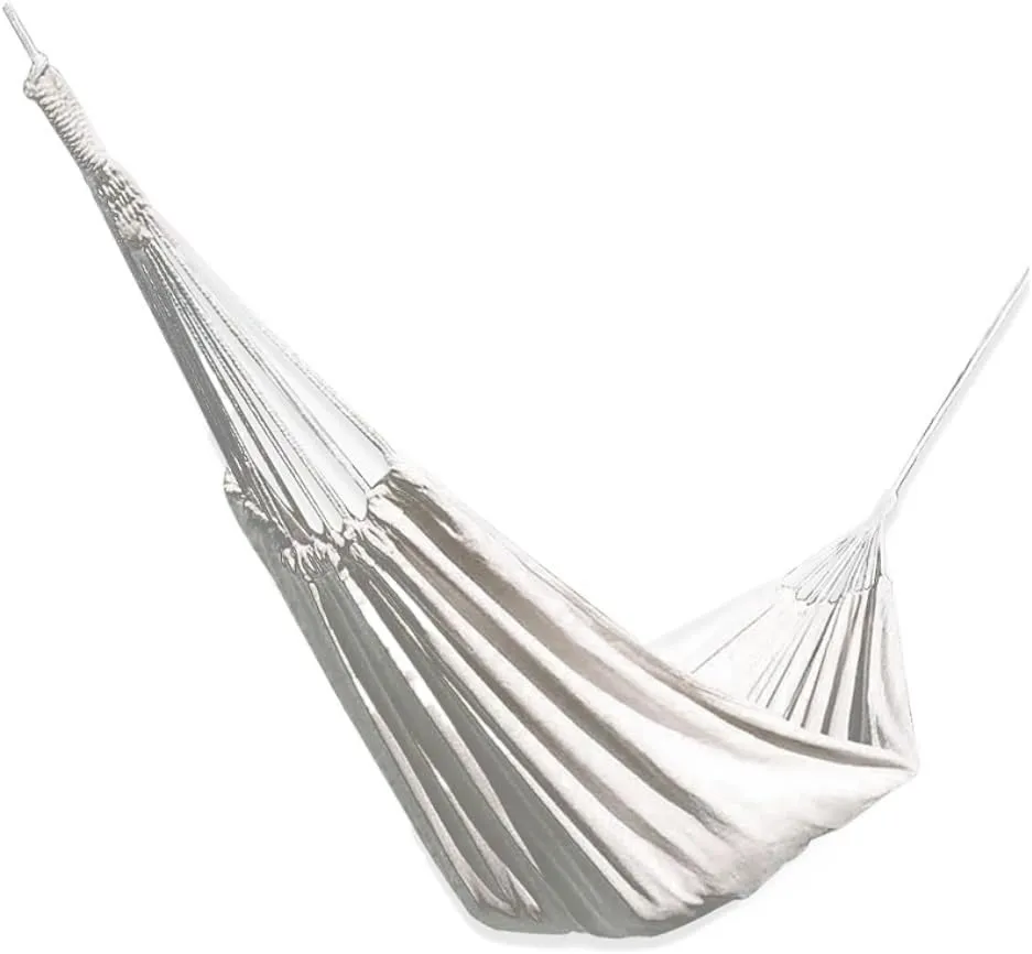 Hamock Outdoor Camping White Canvas Outdoor Hammock Solid Color 2 Meter Single and Double Hammock Outdoor Hammock Hanmock(200 * 150cm)