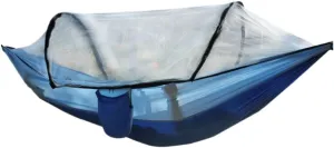 Hamock Outdoor Fully Automatic Quick-Opening Hammock with Mosquito Net, Outdoor Nylon Cloth Camping Pole Hammock Hanmock(Blue)