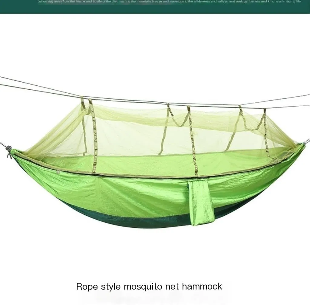 Hamock Outdoor Parachute Wholesale Hammock with Mosquito Net Anti-Mosquito Nylon Single Double Camping Hammock Hanmock(Brown)