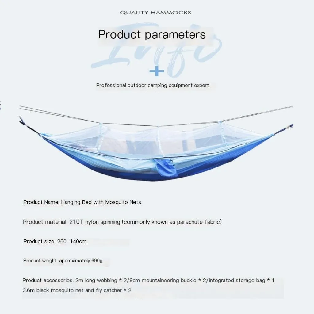 Hamock Outdoor Portable Camping Single Double Mosquito Net Hammock Anti-Mosquito Camping Mesh Mosquito Net Hammock Hanmock(E)