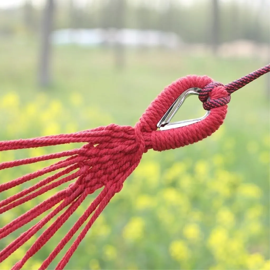Hamock Outdoor Thickened Canvas Outdoor Bent Wooden Stick Hanging Sheet Double Hammock Swing Dormitory Camping Hanmock(Red,A)