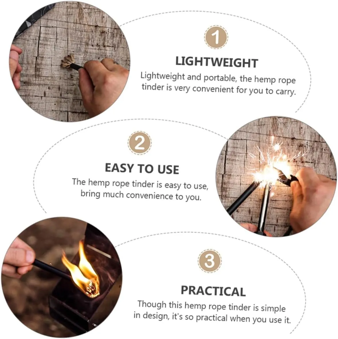 HANABASS Fuse Fire Stick Fire Starter Tool Jute Twine Fire Kit Survival Firestarters Starter Wet Fire