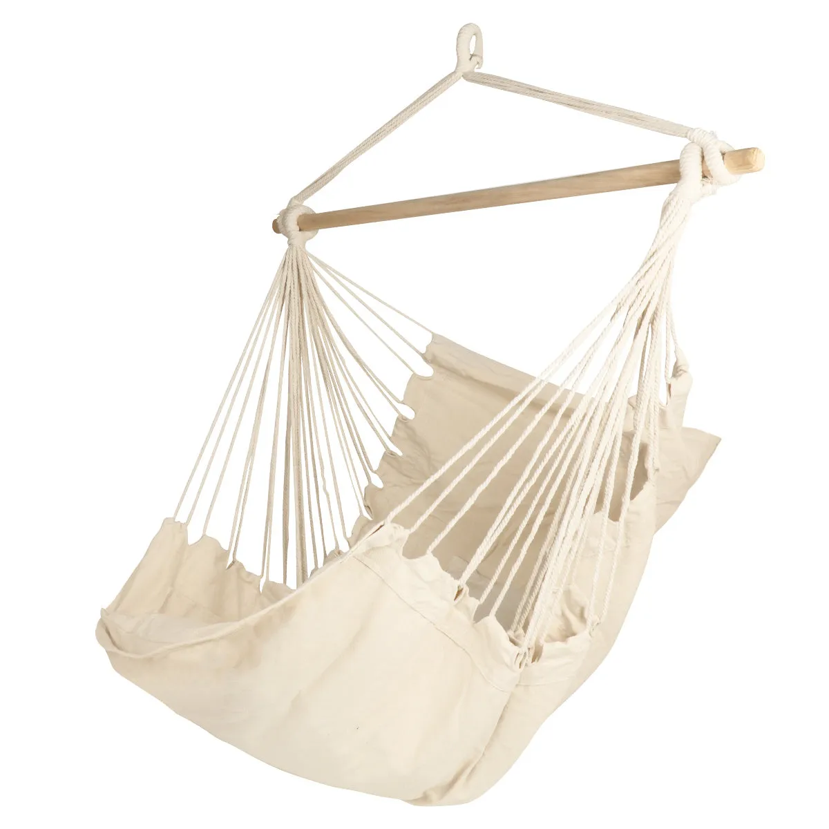 Hanging Rope Hammock Chair Porch Swing Seat, Large Hammock Net Chair Swing, Cotton Rope Porch Chair for Indoor, Outdoor, Garden, Patio, Porch, Yard - 2 Seat Cushions Included RT