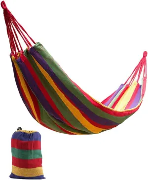 Happyyami 1Pcs Double Hammock Thickened Hammock Camping Outdoor Canvas Indoor Hammock Portable Garden Tree Hammock with Two Bind Ropes Bag Packing 280x150cm