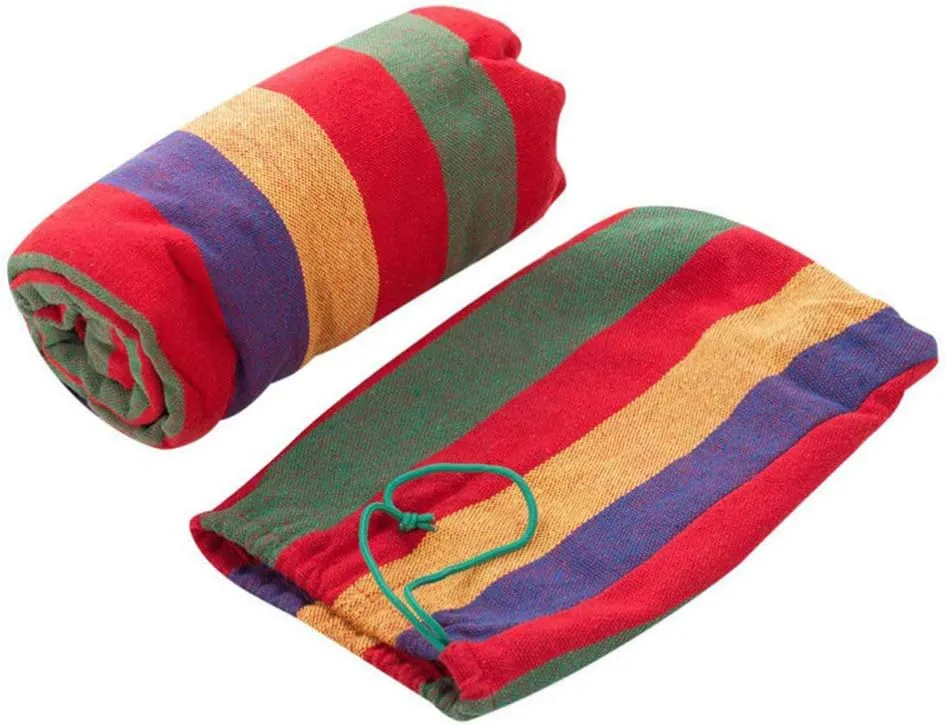 Happyyami 1Pcs Double Hammock Thickened Hammock Camping Outdoor Canvas Indoor Hammock Portable Garden Tree Hammock with Two Bind Ropes Bag Packing 280x150cm