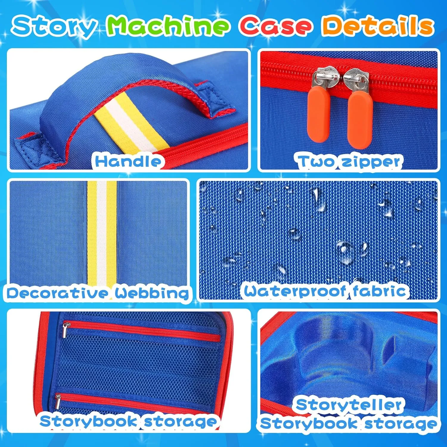 Hard Carrying Case Fits for Little Tikes Story Dream Machine Books Starter Set, Protective Travel Container Case for Storytime Audio Play Real for Littles Character Collection, Blue (Box Only)