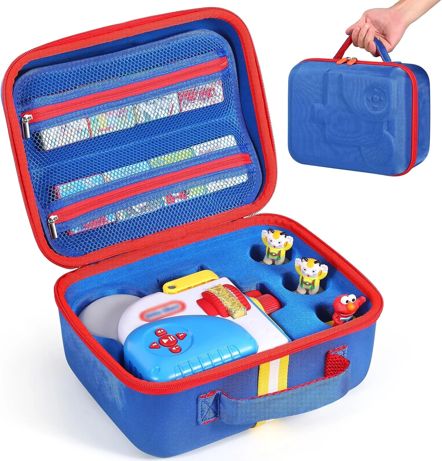 Hard Carrying Case Fits for Little Tikes Story Dream Machine Books Starter Set, Protective Travel Container Case for Storytime Audio Play Real for Littles Character Collection, Blue (Box Only)