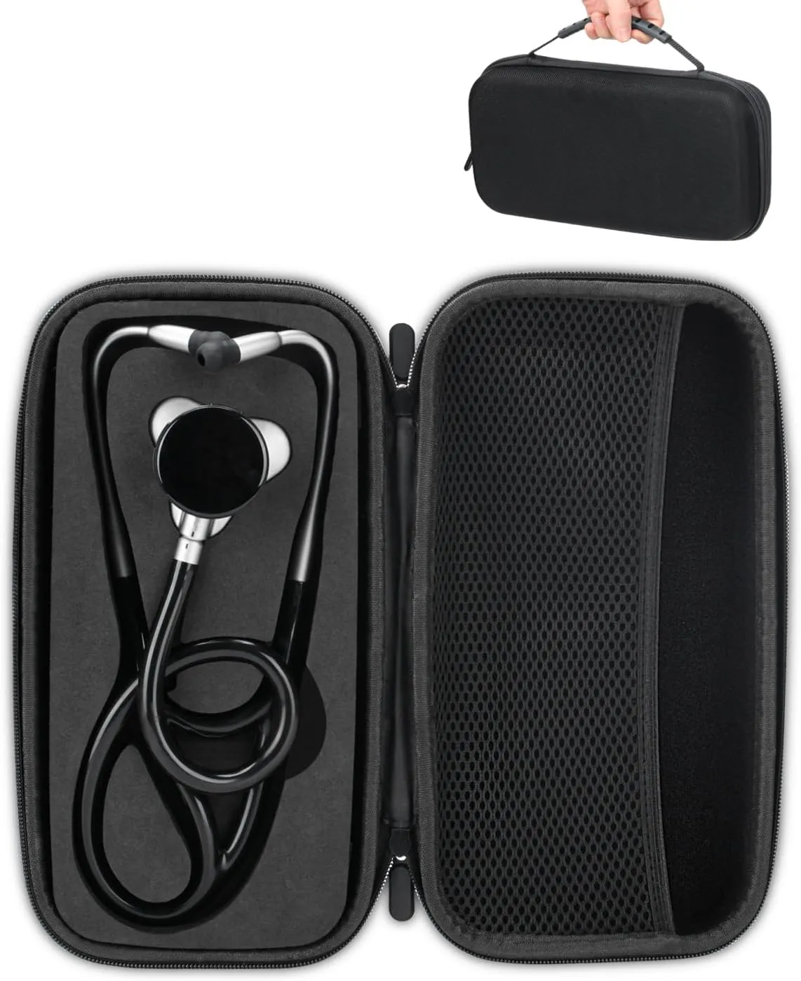 Hard Stethoscope Case for Eko CORE 500™ Digital Stethoscope, Lightweight & Portable Protective Case, Extra Pocket for Doctor & Nurse Accessories (Black)