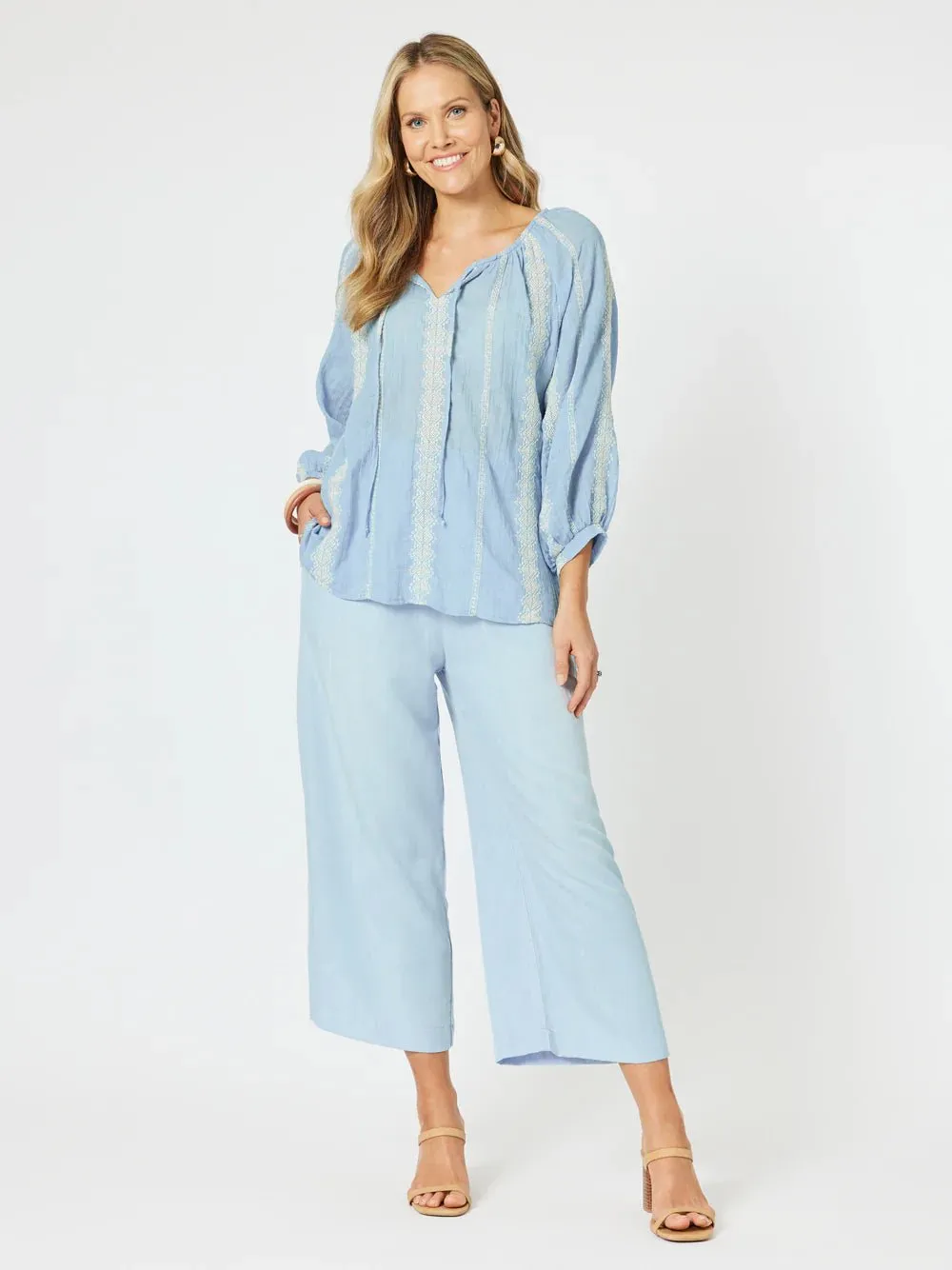 Harlow Cotton Pant | Blue