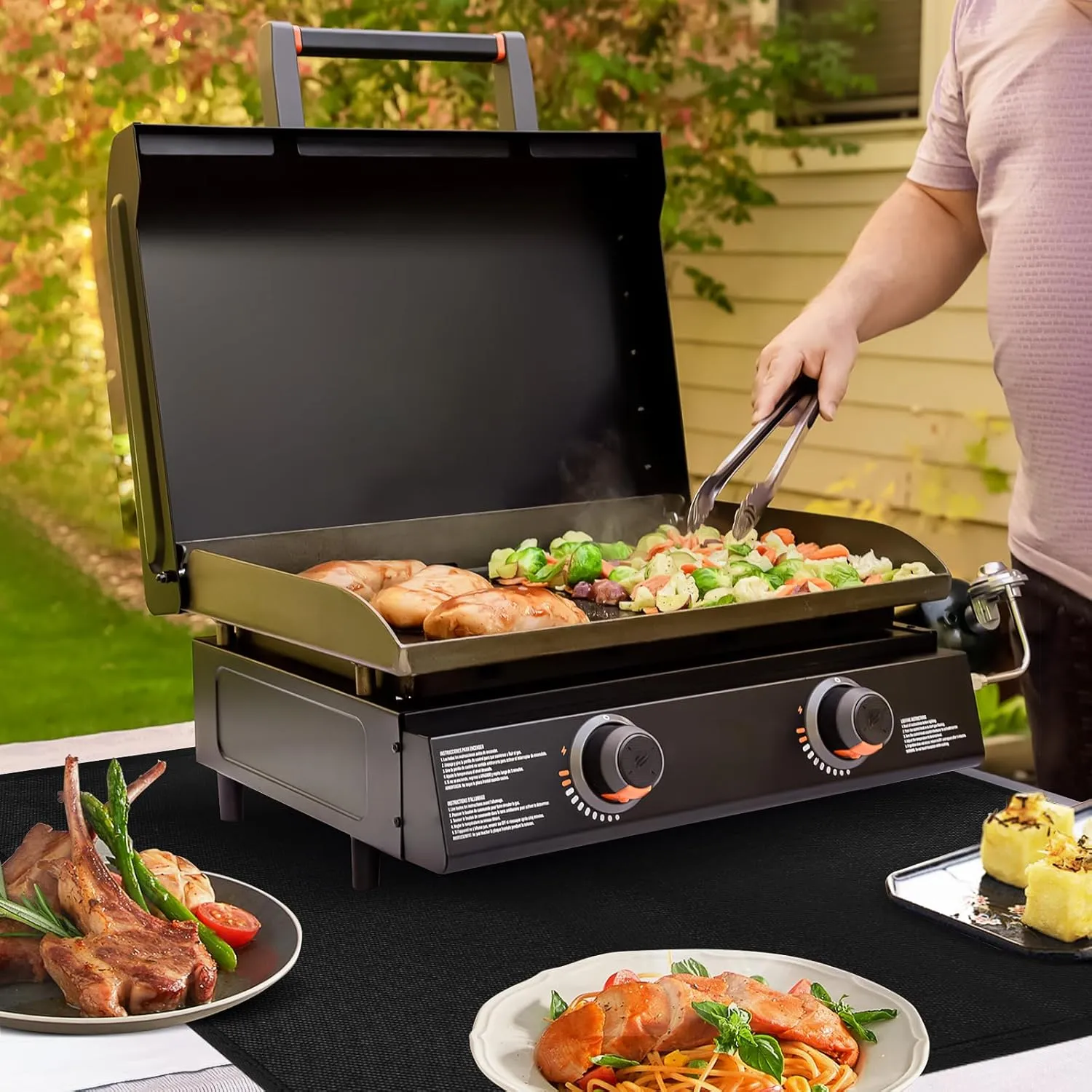 Heat Resistant Mats for Countertop and Table, Fireproof Grill Mats for Outdoor, Portable Charcoal, Gas Grill, Pizza Oven Compatible with Blackstone, Ninja 24x31x0.04in, Black