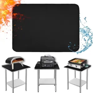 Heat Resistant Mats for Countertop and Table, Fireproof Grill Mats for Outdoor, Portable Charcoal, Gas Grill, Pizza Oven Compatible with Blackstone, Ninja 24x31x0.04in, Black