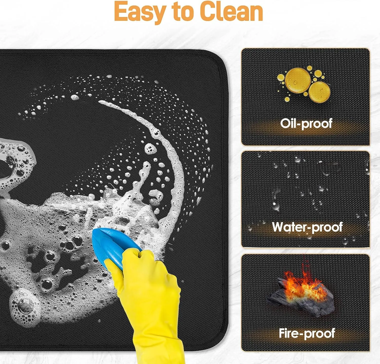 Heat Resistant Mats for Countertop and Table, Fireproof Grill Mats for Outdoor, Portable Charcoal, Gas Grill, Pizza Oven Compatible with Blackstone, Ninja 24x31x0.04in, Black