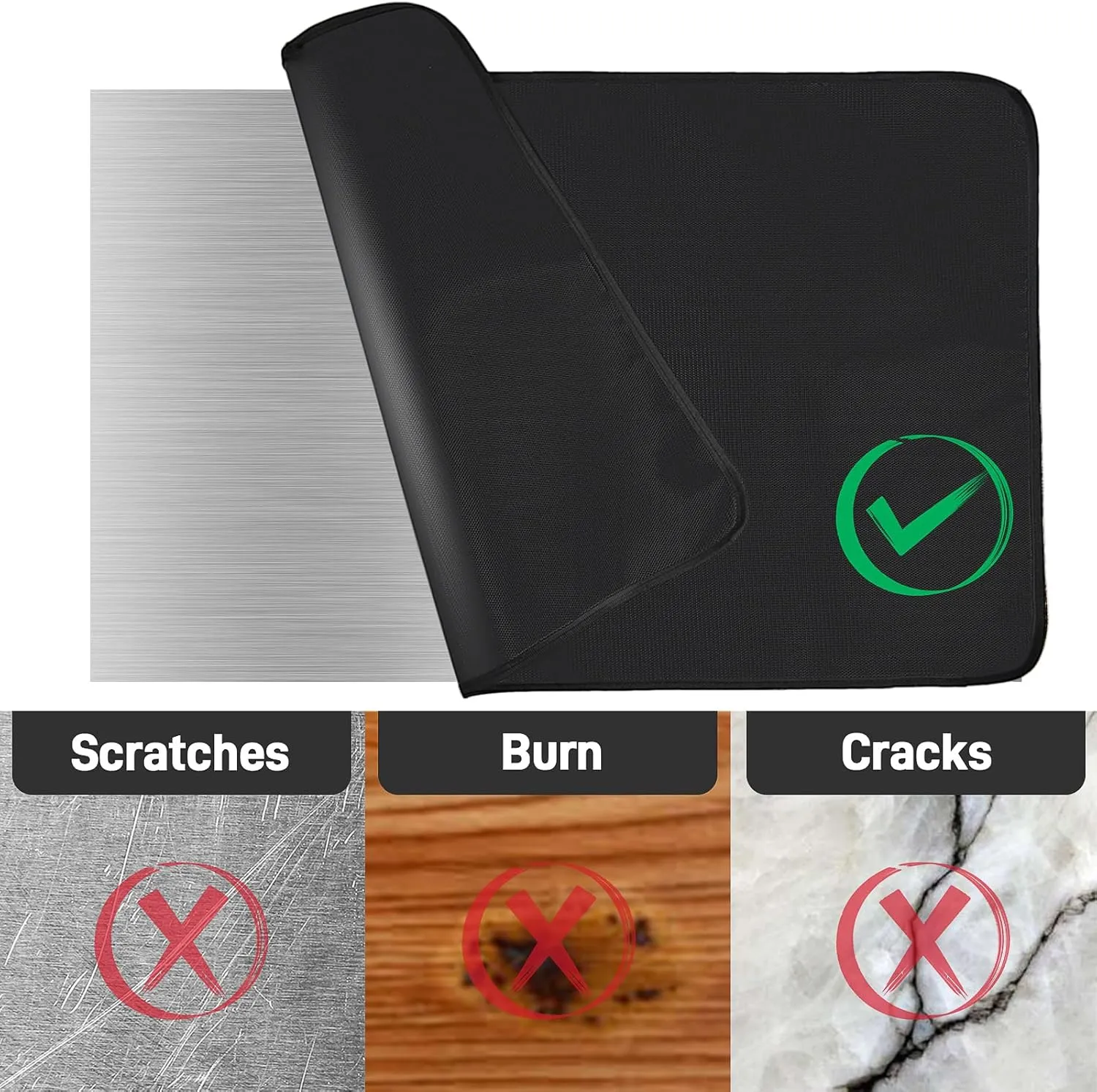 Heat Resistant Mats for Countertop and Table, Fireproof Grill Mats for Outdoor, Portable Charcoal, Gas Grill, Pizza Oven Compatible with Blackstone, Ninja 24x31x0.04in, Black