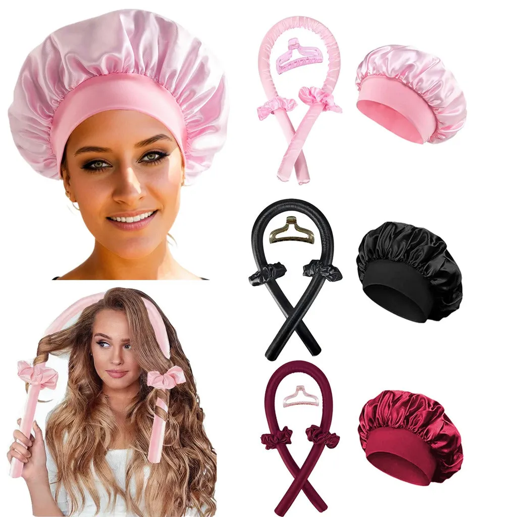 Heatless Curling Rod Night Cap No Heat Ribbon Lazy Hair Curlers Headband Hair Rollers Sleeping Soft Headband Hair Styling Tools