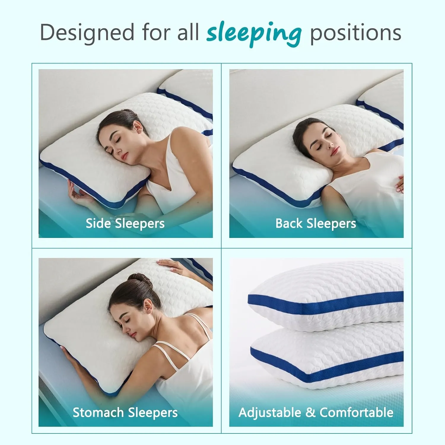 Heavier Weight Fabric Shredded Memory Foam Pillows Cooling Bed Pillows 2 Pack, Pillows Queen Size Set of 2 for Sleeping, Support Soft for Side Back Stomach Sleepers, with Washable Cover, 20X30