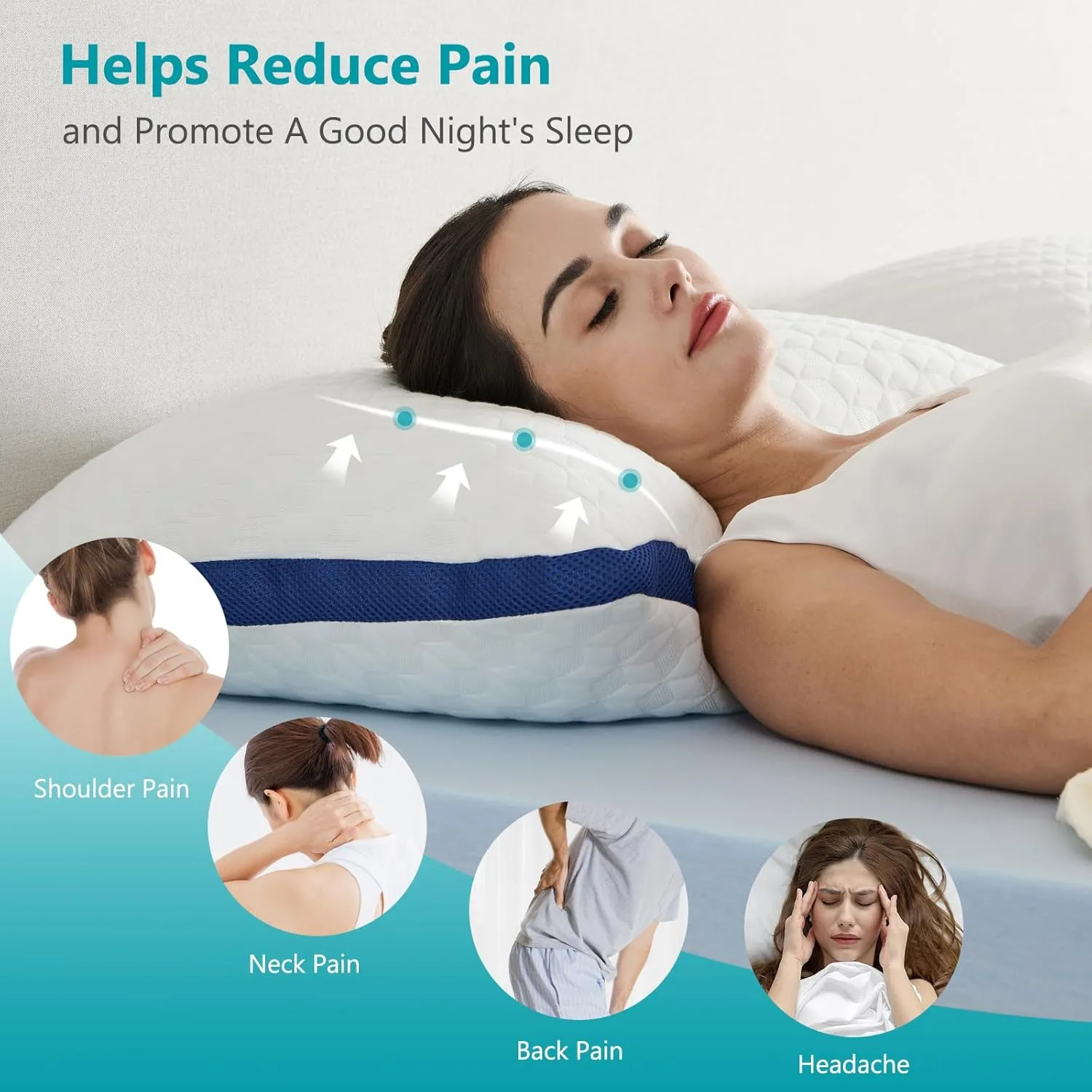 Heavier Weight Fabric Shredded Memory Foam Pillows Cooling Bed Pillows 2 Pack, Pillows Queen Size Set of 2 for Sleeping, Support Soft for Side Back Stomach Sleepers, with Washable Cover, 20X30