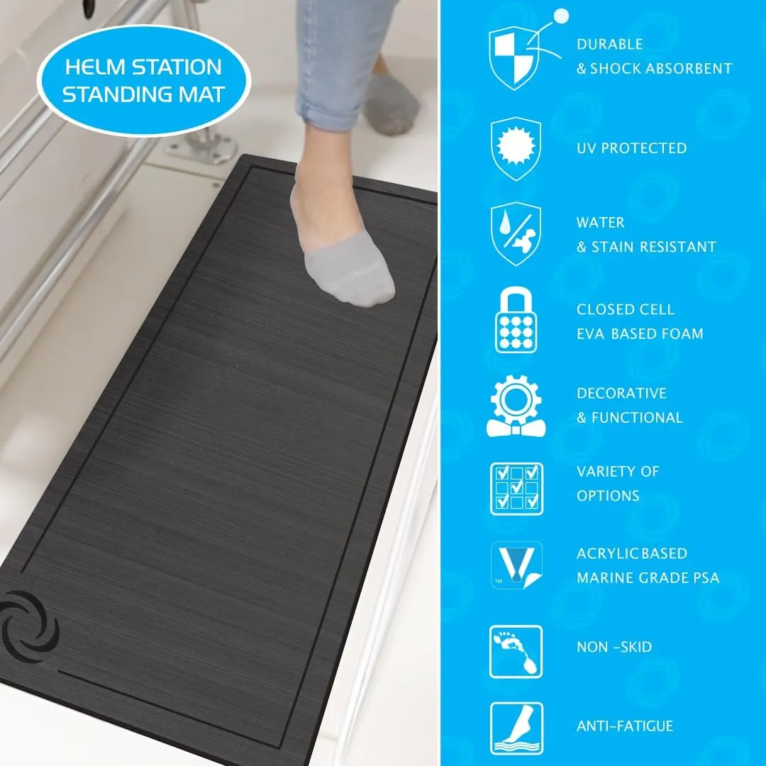 Helm Station Pad - 16.5 x 40 Boat Flooring Mat - 13mm Thick, Non-Skid EVA Foam Center Console Standing Deck Mat with Adhesive Backing