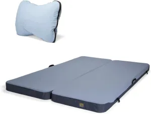HEST Dually Wide Camping Mattress - Large, Blue, Waterproof, Portable, Foldable, Enhanced Memory Foam, 72" L x 60" W, Sleeps Two