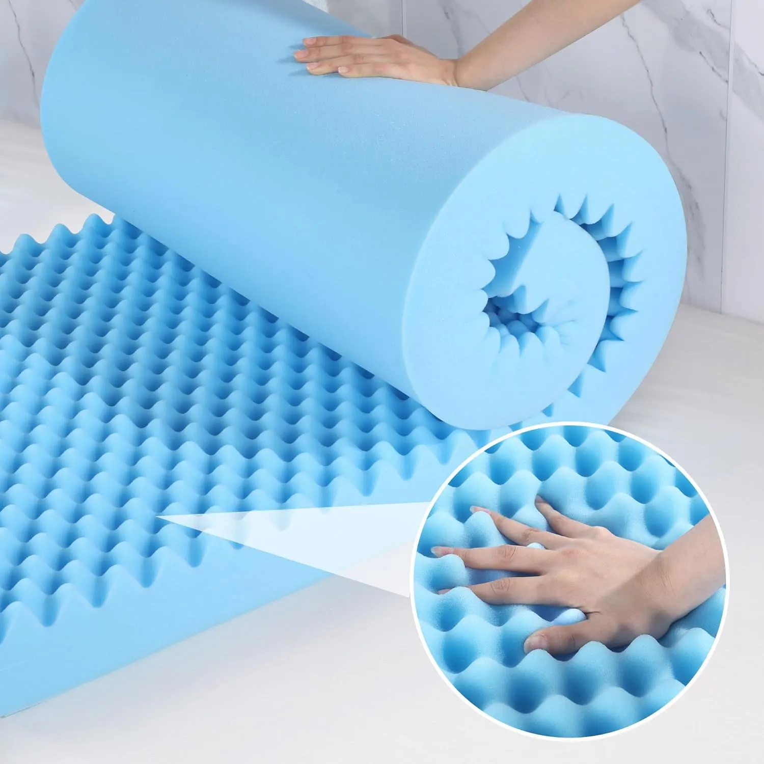 HOMBYS Foam Camping Mattress Pad for Travel,Egg Shell Foam Cot Mattress for Camping & Hiking,Roll Up Tent Sleeping Mat for Adults,Portable Waterproof Guest Bed for Floor