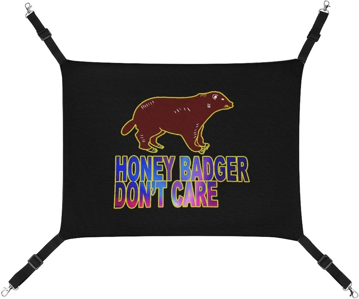 Honey-Badger Don T Care Cat Hanging Hammock Soft Breathable Pet Cage Dog Hammock with Adjustable Straps and Metal Hooks