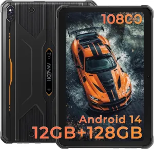 HOTWAV R8 Rugged Tablet Android 14, 10.1 inch HD  Display 10800mAh Battery, Octa-Core 12GB RAM 128GB ROM 1TB Outdoor Tablet, 13MP 5MP Camera IP68/IP69K Waterproof, 4G Dual SIM/5G WiFi/BT5.1/GPS