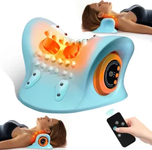 Hugterra Neck Massager 2025, Neck and Shoulder Relaxer with Heat, 3 Modes, Portable Pillows for Pain Relief and Muscle Relax, 26° Angle Cervical Traction Device for Back, Shoulder