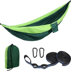 HUHJYUGE Camping Hammock, Super Lightweight Portable Parachute Hammock with Two Tree Straps, Single or Double Nylon Travel Tree Hammocks, for Camping Backpacking Hiking (A)