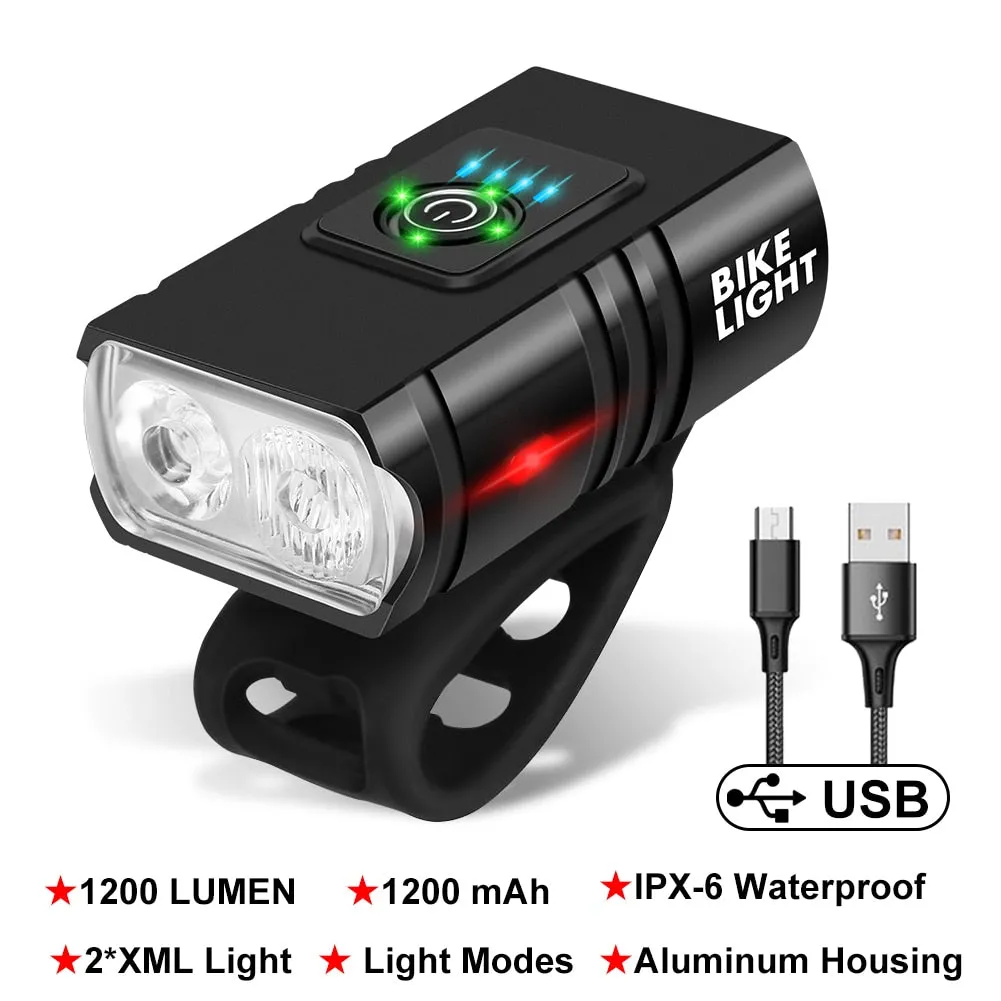 HULIANFU T6 LED Bicycle Light Front USB Rechargeable MTB Mountain Bicycle Lamp 1000LM Bike Headlight Cycling Flashlight Bike Accessories