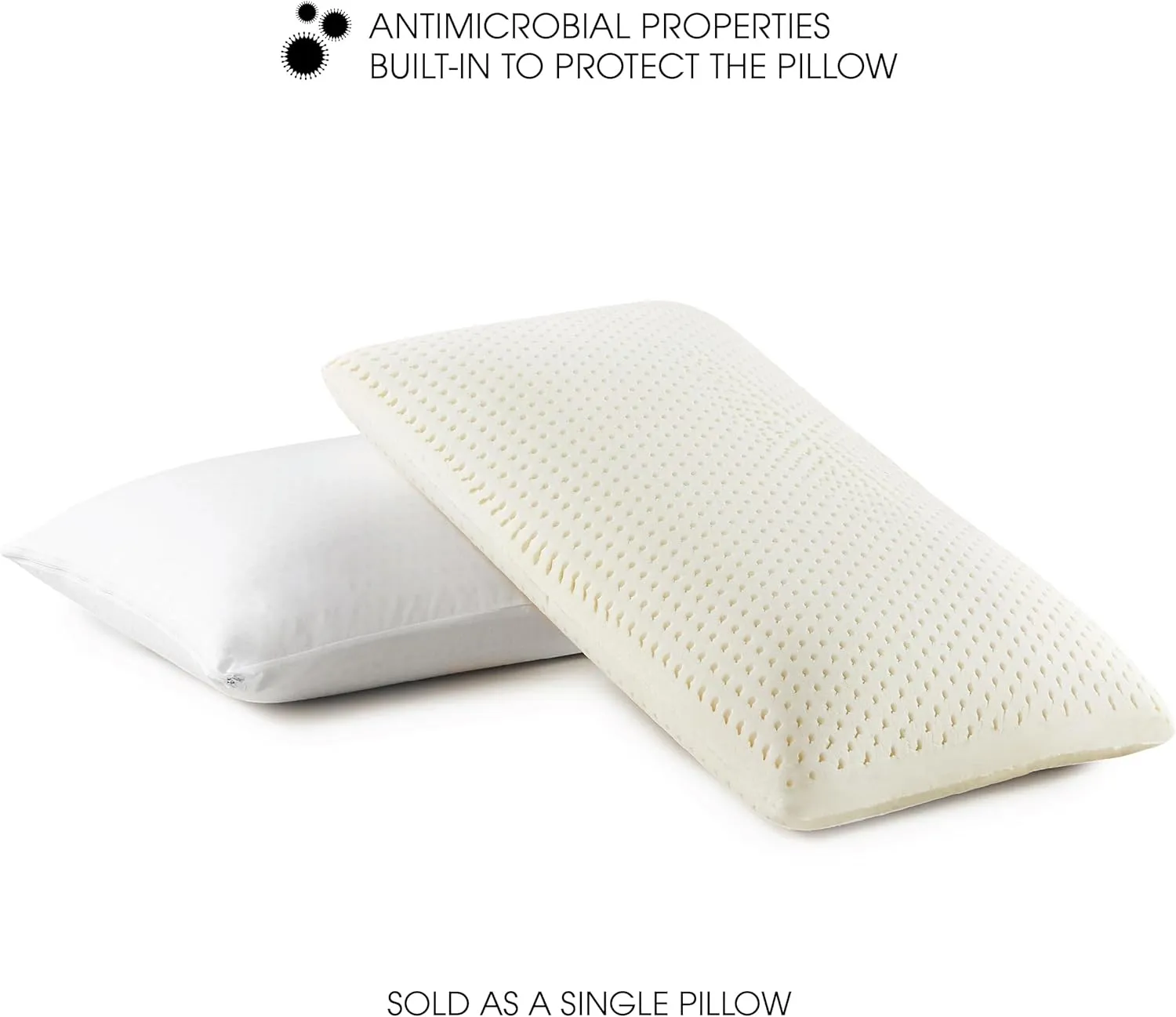 I AM Natural Talalay Latex Medium Support Bed Pillow for Sleeping, Removable and Breathable 100% Cotton Cover, White