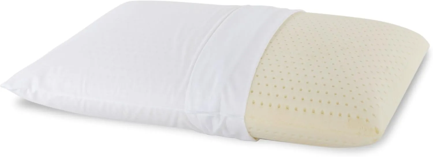 I AM Natural Talalay Latex Medium Support Bed Pillow for Sleeping, Removable and Breathable 100% Cotton Cover, White