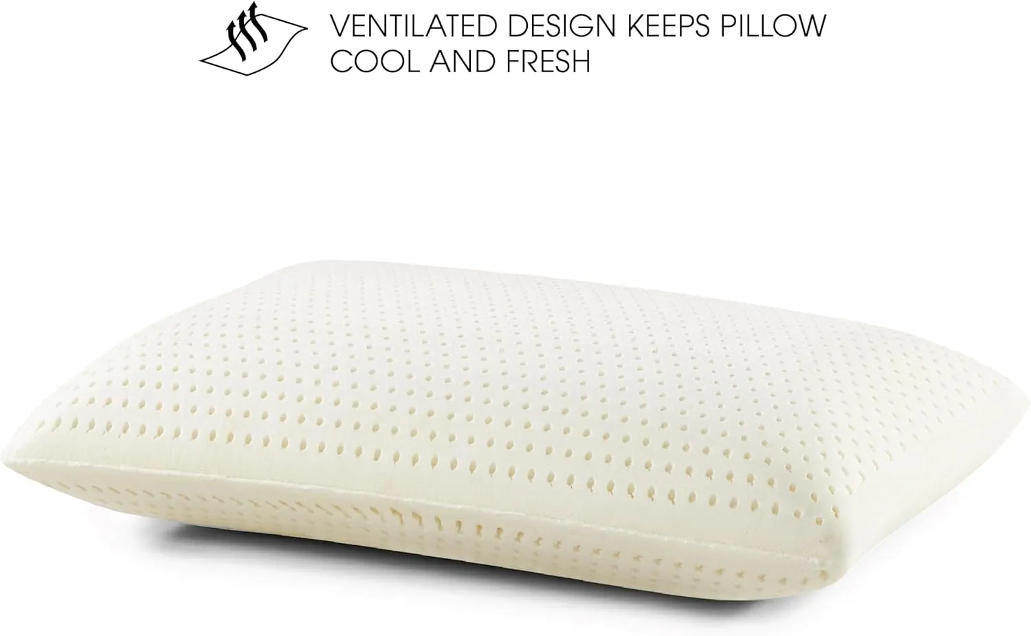I AM Natural Talalay Latex Medium Support Bed Pillow for Sleeping, Removable and Breathable 100% Cotton Cover, White