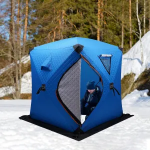 Ice Fishing Tent Waterproof Carrying Bag Ice Shelter Fishing Tent with Detachable Ventilation Windows Oxford Fabric Zippered Door 1-2 Person