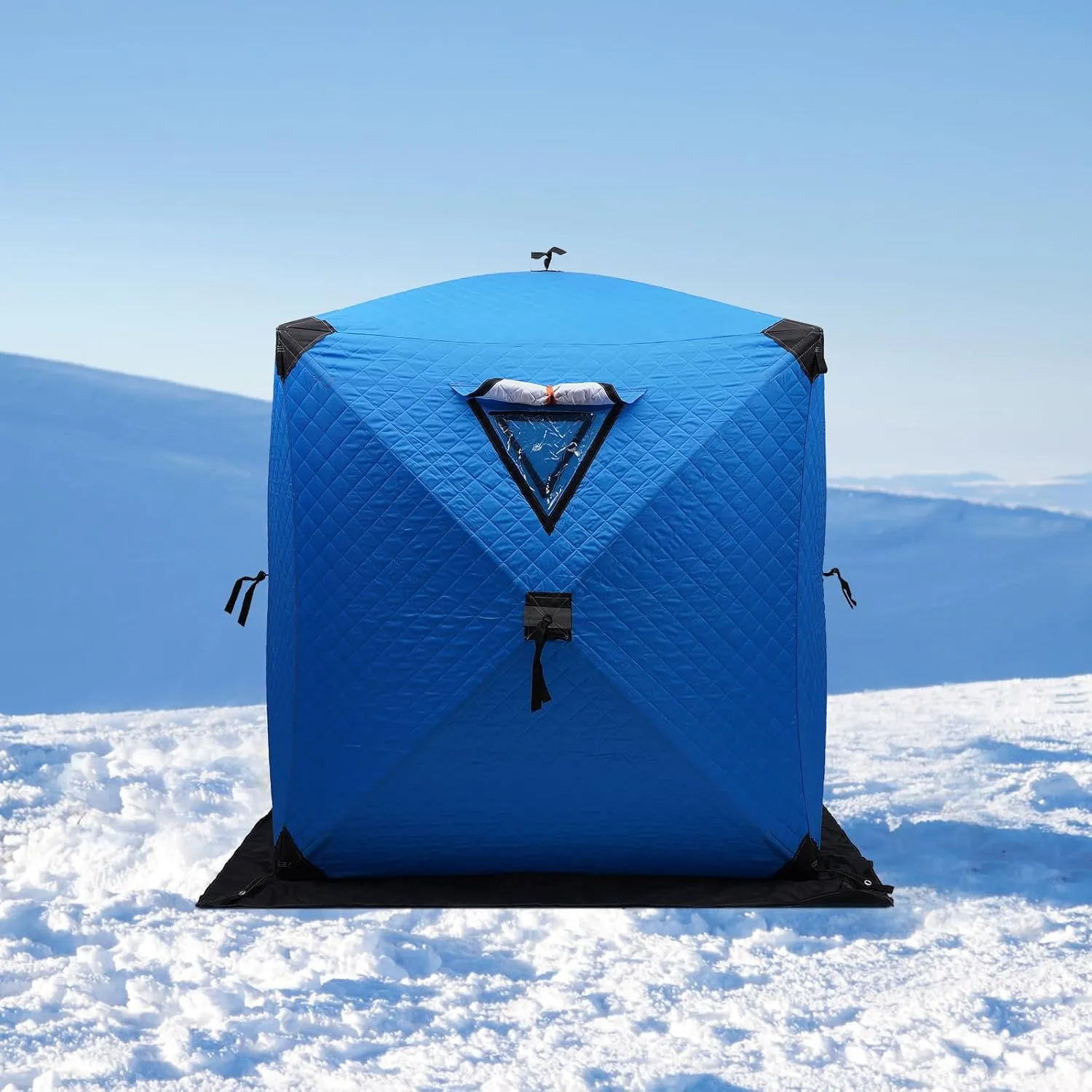 Ice Fishing Tent Waterproof Carrying Bag Ice Shelter Fishing Tent with Detachable Ventilation Windows Oxford Fabric Zippered Door 1-2 Person