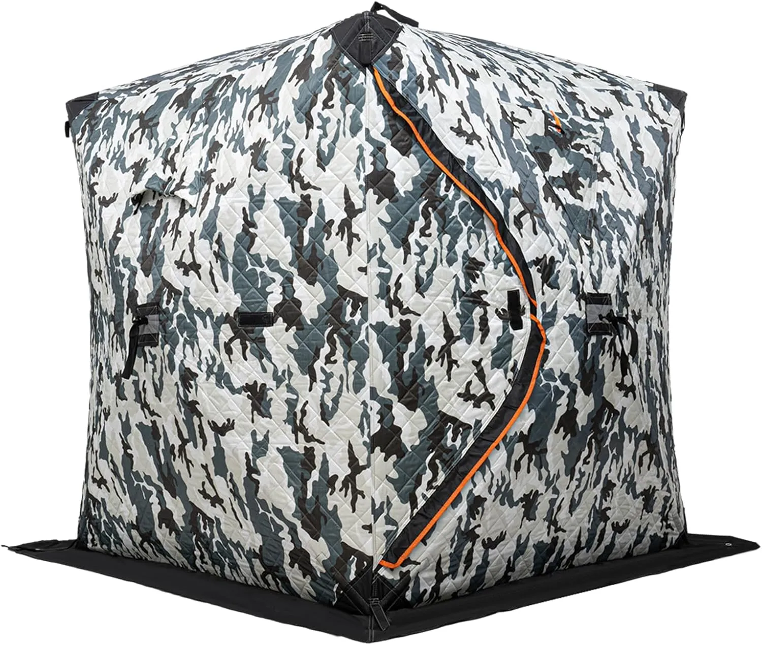 Ice Fishing Tent with Windproof Ropes, 1-2 Person Insulated Ice Fishing Shelter Thermal Tent Pop up Weather Tent for Rain Wind Cold, D-Shaped Door and Double Zipper
