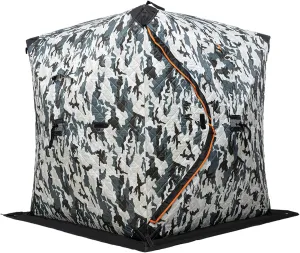 Ice Fishing Tent with Windproof Ropes, 1-2 Person Insulated Ice Fishing Shelter Thermal Tent Pop up Weather Tent for Rain Wind Cold, D-Shaped Door and Double Zipper