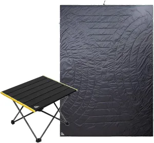 iClimb 1 Folding Table and 1 3M Thinsulate Insulation Warm Camping Blanket Bundle, Ultralight Compact for Adults Backpacking Camping Hiking Beach Concert Indoor Outdoor