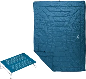 iClimb 1 Solo Mini Folding Table and 1 3M Thinsulate Insulation Warm Camping Blanket Bundle, Ultralight Compact for Single Adult Outdoor Backpacking Beach Camping Concert