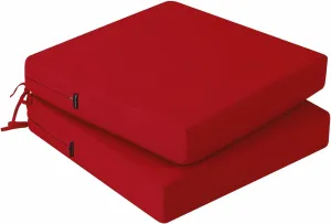 idee-home Outdoor Chair Cushions Set of 2, Waterproof Outdoor Seat Cushions for Patio Furniture, Outside Replacement Chair Pad with Ties for Lawn Deck Porch, 19 x 19 Red