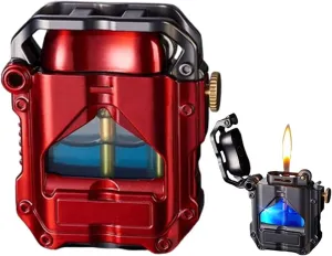 Industrial Steampunk Windproof Torch Lighter - LED-Illuminated Transparent Fuel Tank & Refillable Kerosene Design - Outdoor Camping Gear, Collector’s Display, Survival Décor(#2)
