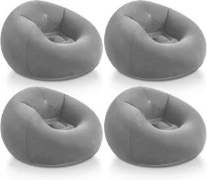 Inflatable Bean Bag Chairs - Blow Up Chairs for Camping, Living Room, Bedroom & Reading Room (Dark Gray, 4 Pcs)