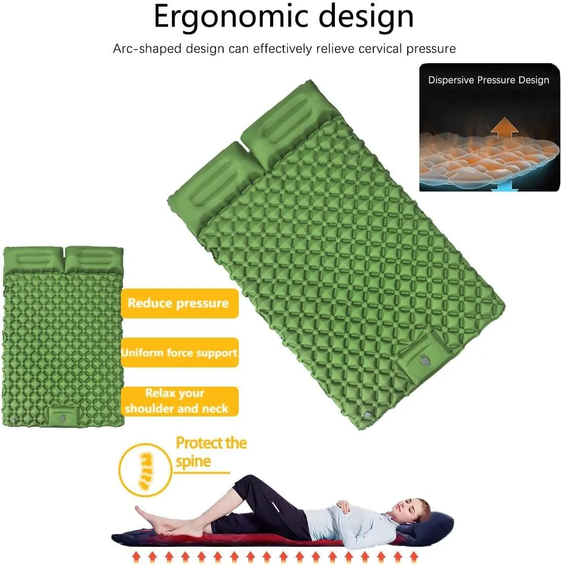 Inflatable Car Mattress for Jeep Compass 2017 2018 2019 2020 2021 2022 2023 2024,Foldable Bring Built in Foot Pump Pillow Outdoor Sleeping Mat Moisture-Proof,A
