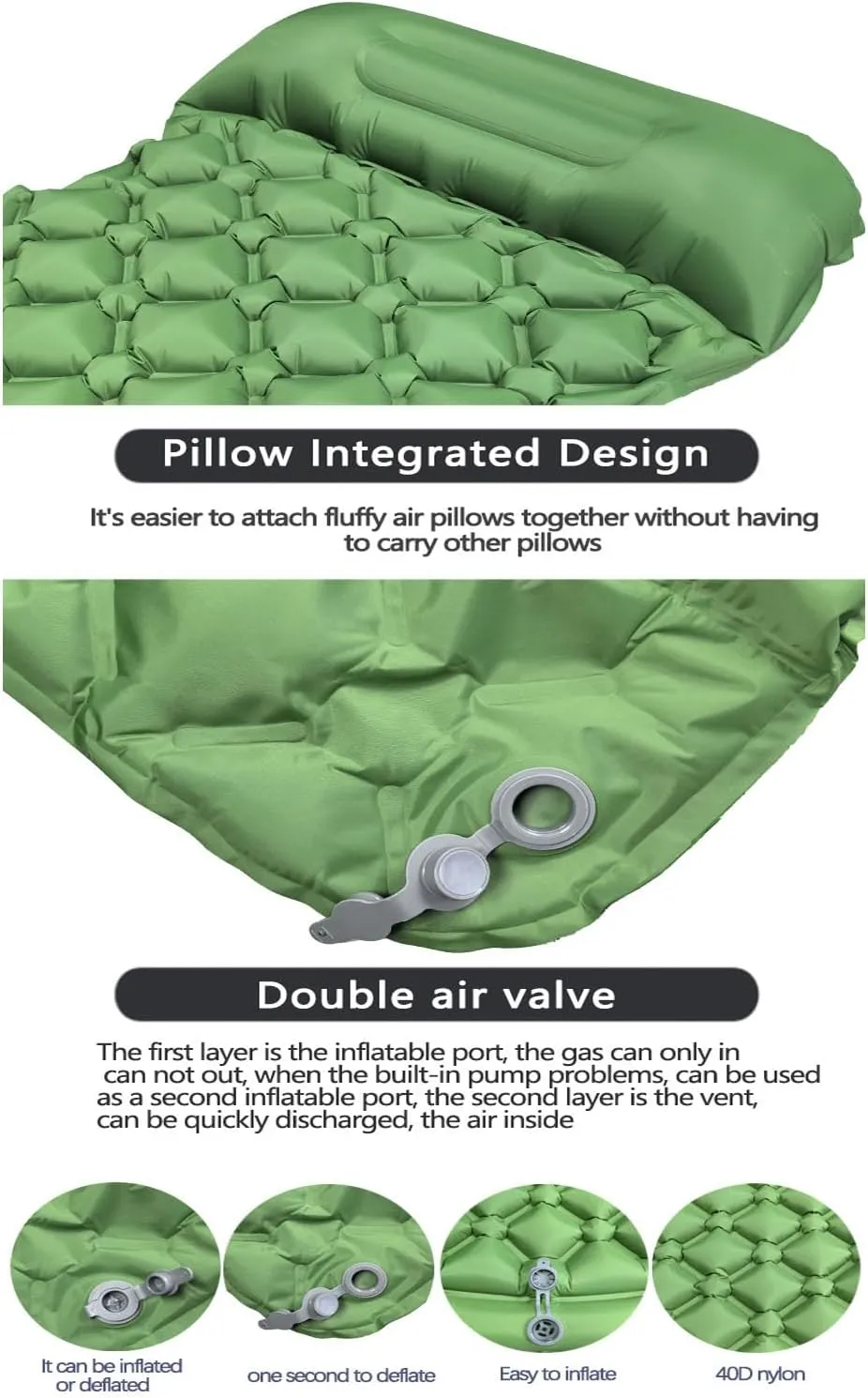 Inflatable Car Mattress for Jeep Compass 2017 2018 2019 2020 2021 2022 2023 2024,Foldable Bring Built in Foot Pump Pillow Outdoor Sleeping Mat Moisture-Proof,A